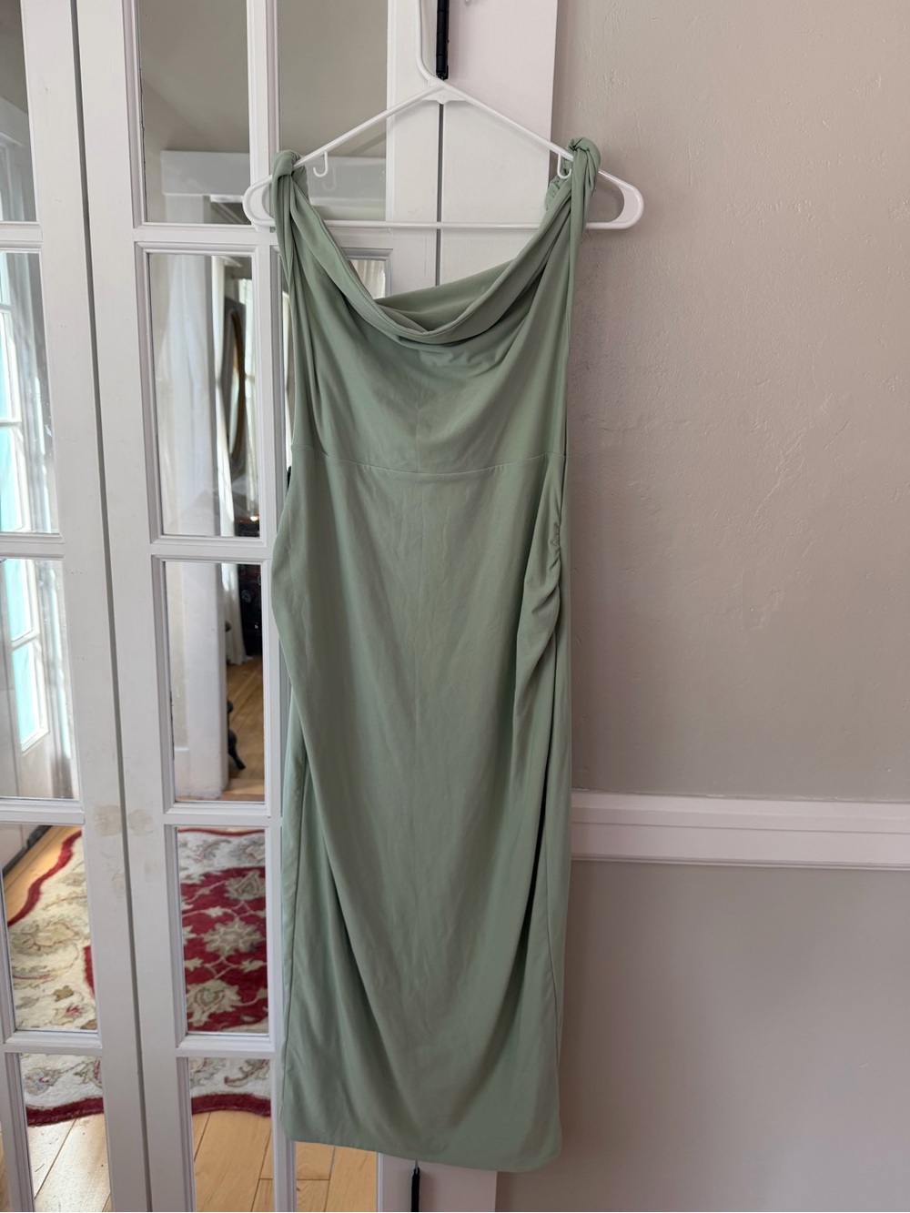 Sage Green Sleeveless Cowl Neck Maternity Dress